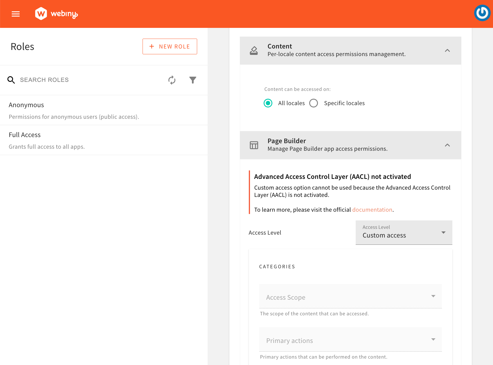 Selecting Custom Access Level on Open Source Tier